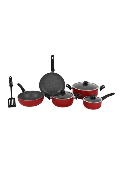 DELCASA 9-piece Aluminium Non-stick Coating Non-slip Ergonomic Handle Kitchen Cookware Set