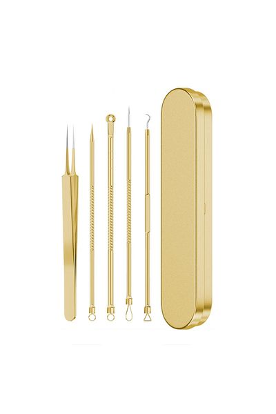 South Moon 5pcs 9/7/5pcs Acne Blackhead Removal Needles Kits Gold Color Stainless Steel Black Spot Blemish Pimp