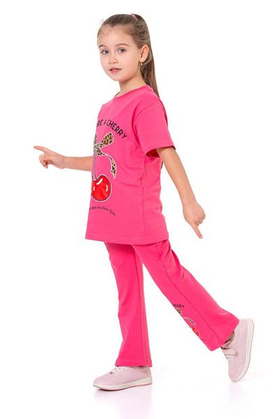 WİKİBOOM Cherry Printed Tracksuit Spanish Long Pocket Bottom Top Summer 2-Piece Girl's Set