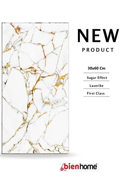 Bien Home 30x60 Cm Beyaz Altın Gri Mermer Desenli Kendinden Yapışkanlı Köpük ...