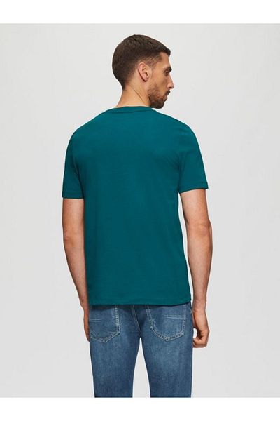 s.Oliver Tricou bărbătesc din bumbac cu imprimeu text, croială regulată, turcoaz, 3xl