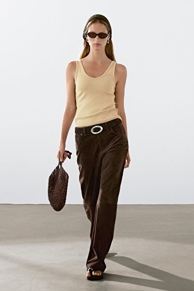 Massimo Dutti Pamuk karışımlı askılı bluz