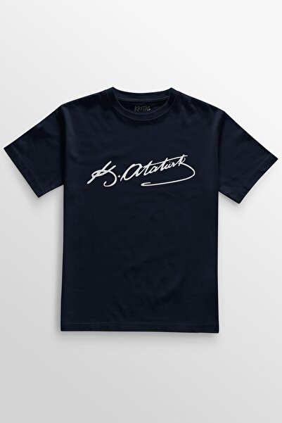 Kretas Темно-синій колір Підпис Мустафи Кемаля Ататюрка Підпис 10 листопада Надрукований на футболці Unisex T-Shirt