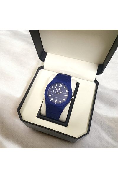 Rivoly Luxury Men's Quartz Watch with Blue Fiber Strap 40mm