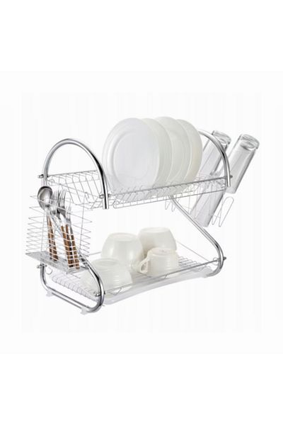 varioshop Overhead Dish Drying Rack VarioShop with Glass, Cutlery, and Dish Holder, Steel Tray, Stainless Stee