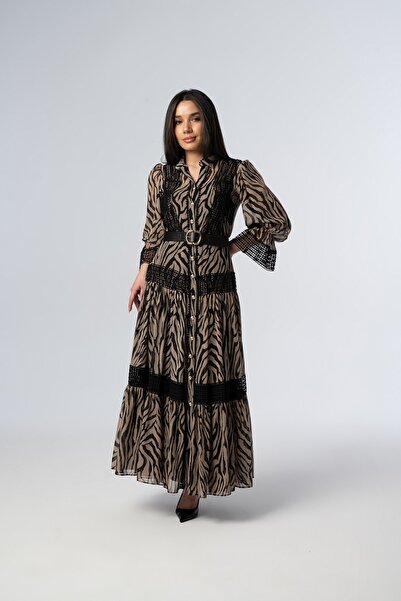 Elaris Exclusive ELARİS Şifon Danteli Elbise