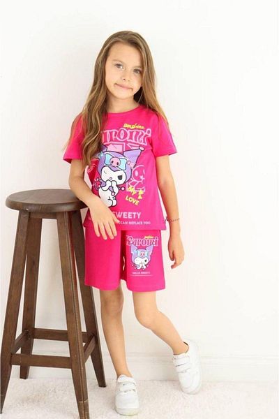 2kids2mom Character Printed T-Shirt and Shorts Bottom Top Girl's Set (3-12 Years)