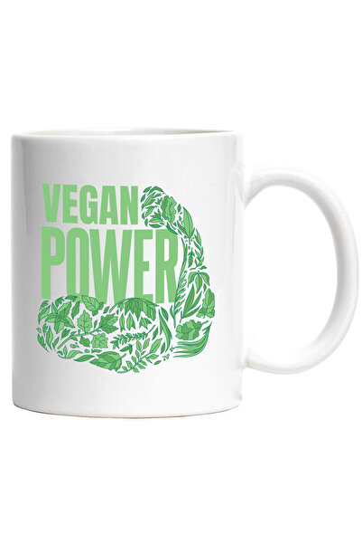 StoryGift Romania Cana Cu Mesaj In Engleza Vegan Power, Muschi, Frunze, Multi...