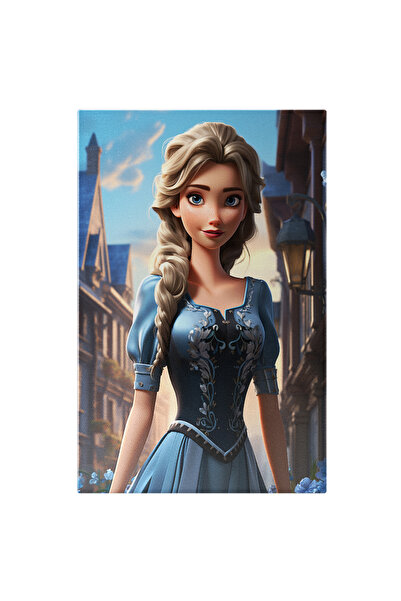 StoryGift Romania Tablou Canvas: Papusa Elsa La Plimbare Barbie, Frumusete, Blond, Albastru, Desen Animat, Lucr