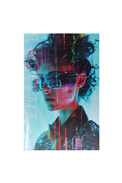 StoryGift Romania Tablou Canvas Dama Cu Pete Pe Chip Cu Ochelari Leduri Si Pa...