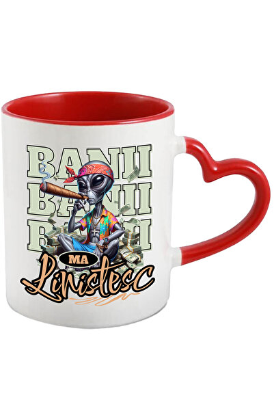 StoryGift Romania Cana Banii Ma Linistesc - Extraterestru Fumand, Dolari Americani, 330ml, Ceramic, Cu ,stg