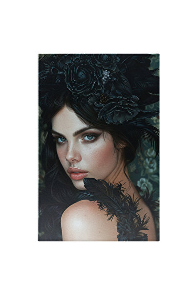 StoryGift Romania Tablou Canvas: Frumusete Fata Cu Ochii Cu Marea Si Pistrui Cu Buze Mari Si Palarie De Pene Si