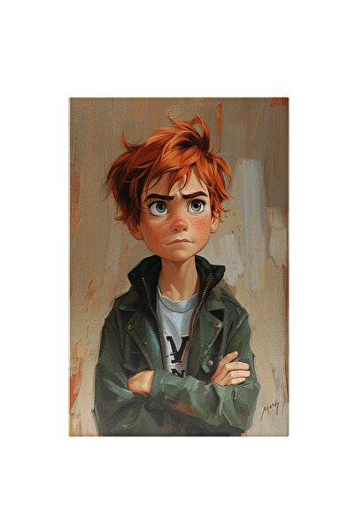 StoryGift Romania Tablou Canvas: Băiețelul Pedepsit Portret În Desen Roșcatul...