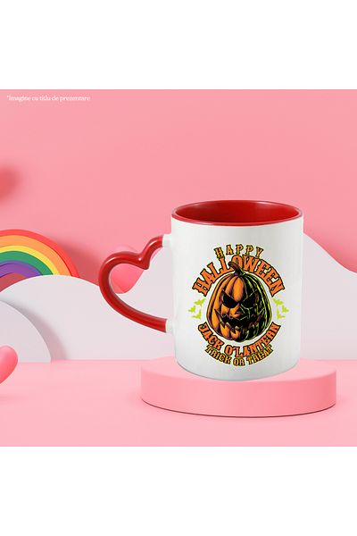 StoryGift Romania Mug With Message In English Happy Halloween, Pumpkin, Bats, Multicolor 330 ml, C, Cu,STG