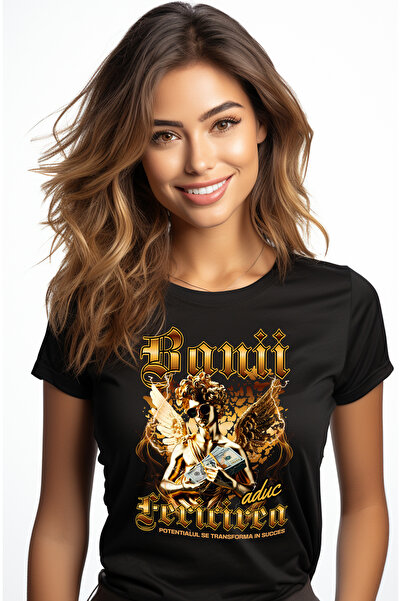 StoryGift Romania Tricou Femei Banii Aduc Fericirea - Potentialul Se Transforma In Succes, Cu Imp Blk_,stg