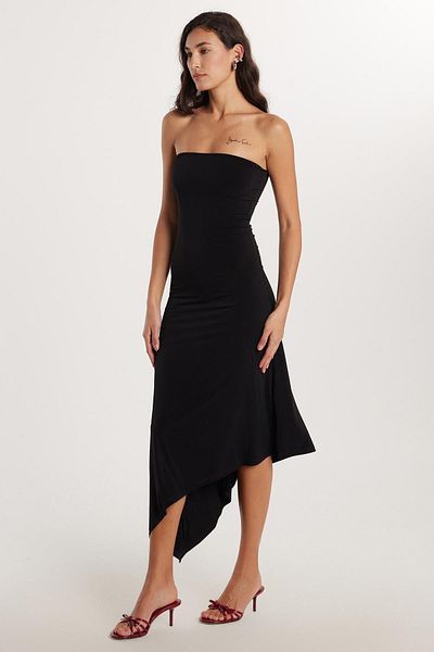 Tudors Γυναικείο Slim Fit Slim Fit Στράπλες Μαύρο Φόρεμα