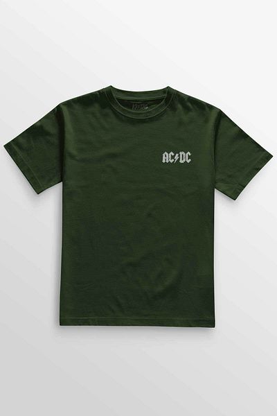 Kretas Μπλουζάκι Unisex Χακί AC DC Μπλουζάκι με μίνιμαλ μπροστινό τύπωμα μουσικής ροκ μουσικής