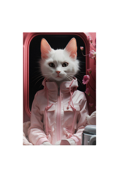 StoryGift Romania Tablou Canvas: Pisica Cu Geaca Frumoasa Intr Un Fundal Cu F...