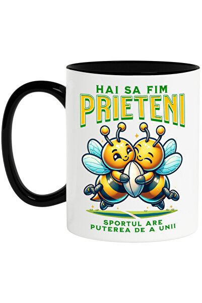 StoryGift Romania Cana Cu Cuplu Albine Fericite Minge De Fotbal American Spor...