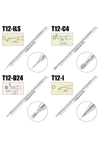 FMchip T12-ils-c4-d24-i T12 Soldering Iron Tip Series 4-piece Set For T12 Welding Station Repair Tool Repla