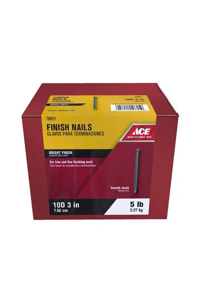 ACE 10D Thin Shank Countersunk Head Bright Finishing Nails 3 Inch