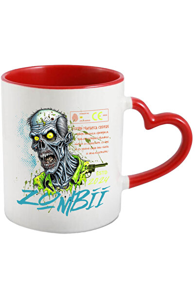 StoryGift Romania Cana Zombii Mananca Creiere , 330ml, Ceramica Cu Maner Inim...
