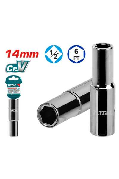 TOTAL 14mm 1/2" Long Chrome Hexagon Bead