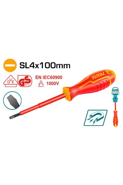 TOTAL Sl4x100mm Insulated Screwdriver