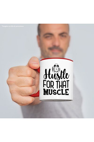 StoryGift Romania Mug with the message "Hustle for that muscle" - work for that muscle efo sport, With ,STG