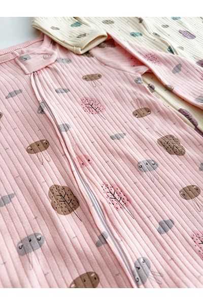 DEFNE LİNA BABY Baby Girl Printed Cotton Cuffed 3-Piece Jumpsuit Set Colorful Patterned 9-12-18 Months Baby Outfit