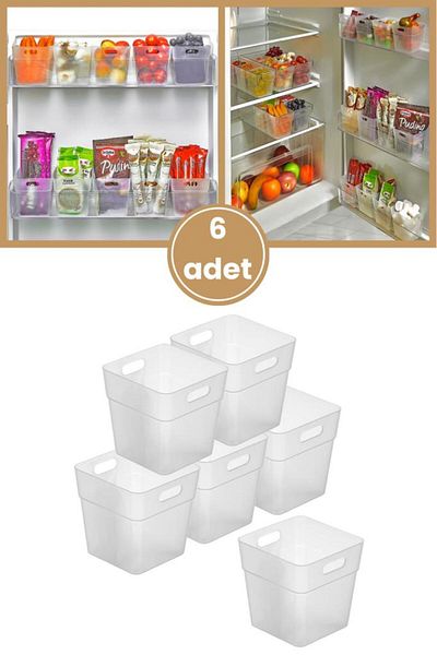 Flora 6 Pieces Refrigerator Door Shelf Organizer, Kitchen Bathroom Drawer Mini Organizer Box Set of 6
