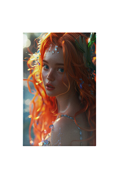 StoryGift Romania Tablou Canvas: Zână Cu Păr Portocaliu Portret- Basm Pictura...