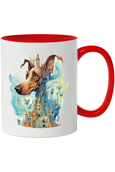 StoryGift Romania Cana Cu Caine, Castel, Fantasy, Scari, Turnuri, Baloane, Multicolor 330 Ml, Cer, Cu ,stg