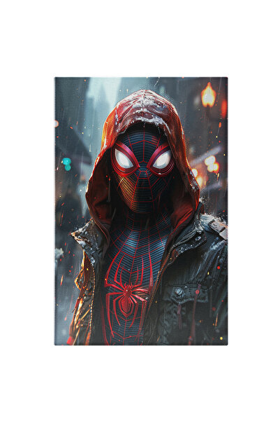 StoryGift Romania Tablou Canvas: Spider Man Super-erou Cu Glugă Roșie În Ploa...