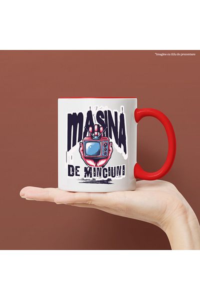 StoryGift Romania Mug _television Digital Lie Machine, 330ml, Ceramic with Red Handle, With Handle, STG