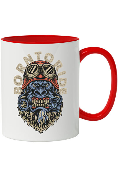 StoryGift Romania Cana Cu Mesaj In Engleza Born To Ride, Gorila, Casca, Ochel...