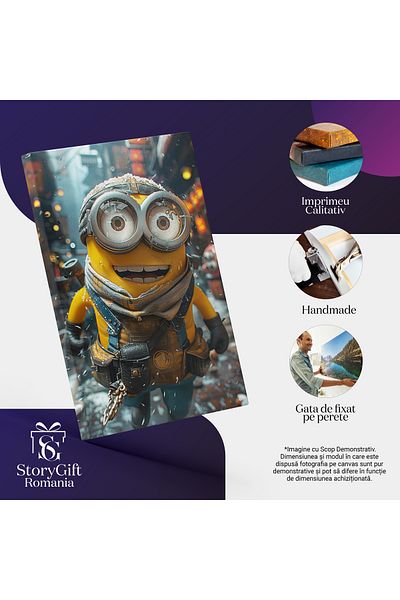 StoryGift Romania Tablou Canvas: Minionul Cu Ochelari Sparți Pe Strazi Ninse Echipament Peisaj Urban Iarna Pictur