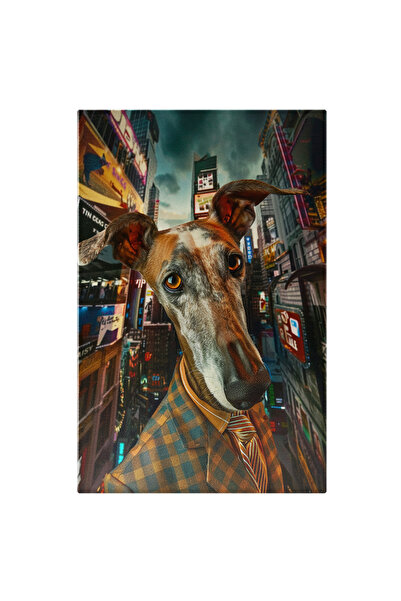 StoryGift Romania Tablou Canvas Un Caine Detectiv Cu Ochii Caprui Si Urechile Ascutite Lungi Imbracat Elegant Cu