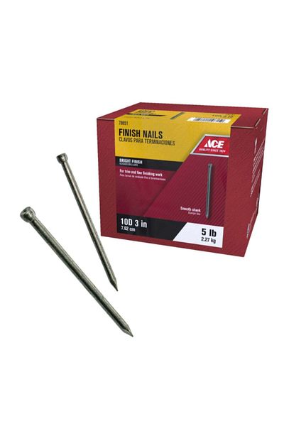 ACE 10D Thin Shank Countersunk Head Bright Finishing Nails 3 Inch