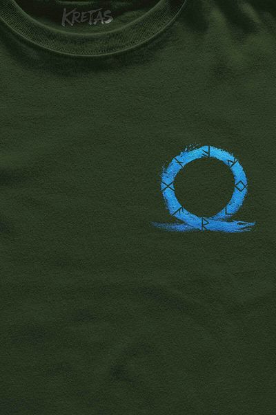 Kretas Μπλουζάκι Unisex Χακί God of War Ragnarok Gaming Gamer Μίνιμαλ μπλουζάκι με στάμπα μπροστά