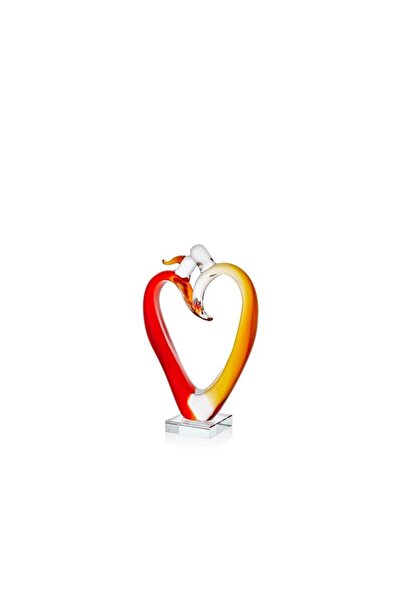 LAMEDORE Heart Shape Couple Yellow Red Glass Decor 17,5x8x29 Cm