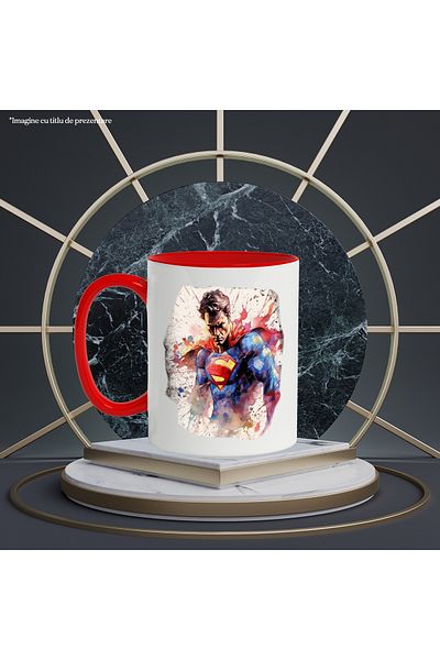 StoryGift Romania Mug With Superman, DC, Watercolor, Superhero, Costume, Multicolor 330 ml, Ceramic, With ,STG