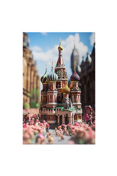 StoryGift Romania Canvas Painting: View Miniature Model Temple Still Russia Chlorate Traditional Lego Style Painting