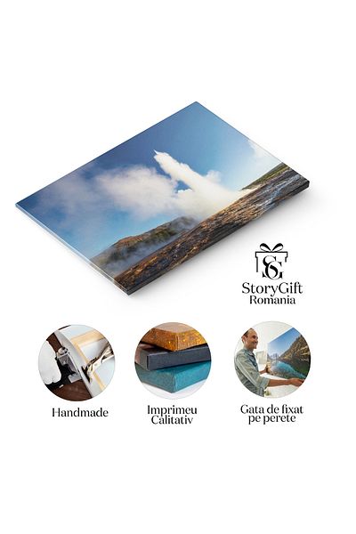 StoryGift Romania Tablou Canvas: Magia Gheizerelor In Islanda: Eruptii Si Peisaje Aurii