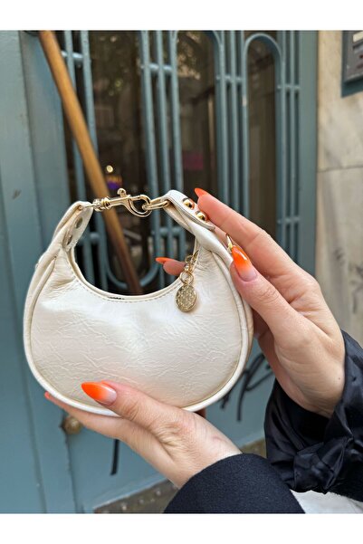 ZEYZEYBUTİK PERLA MİNİ KADIN KREM ÇANTA