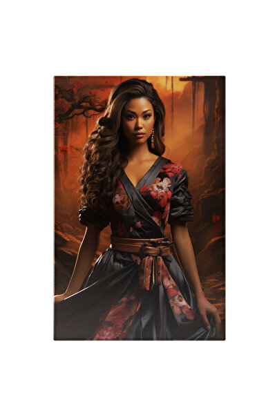 StoryGift Romania Tablou Canvas: Portret Fata Tinuta Traditionala Asiatica Pa...