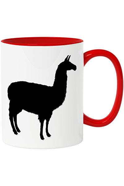 StoryGift Romania Cana Cu O Llama Care Priveste In Departare Cu Maner Rosu, C...