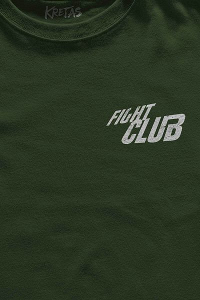 Kretas Μπλουζάκι Unisex Χακί Fight Club Ταινία Marla Tyler Durden Μίνιμαλ μπλουζάκι με στάμπα μπροστά