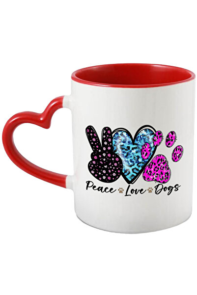 StoryGift Romania Cana Cu Mesajul "peace, Love, Dogs", Inima, Labuta, Semnul Victoriei, Caine, Ani, Cu ,stg