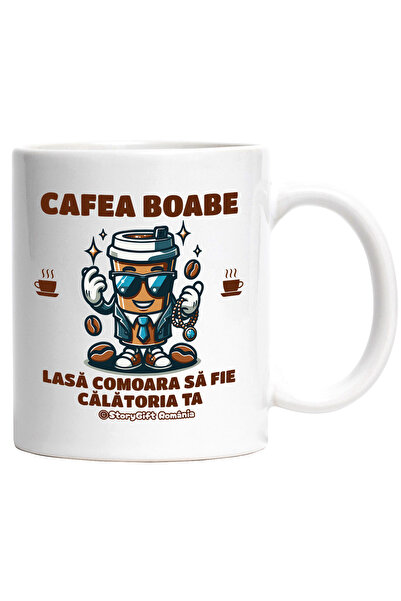 StoryGift Romania Cana Cafea Boabe Pahar In Costum Cu Bijuterii Comoara, 330m...